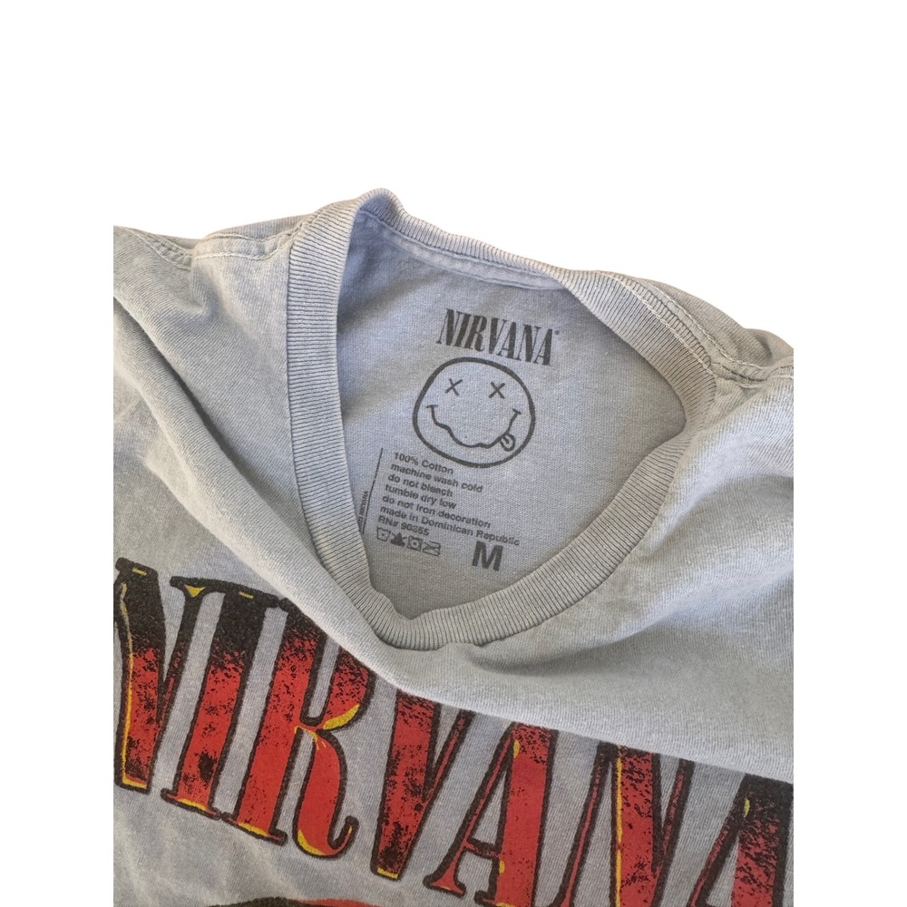 Nirvana Smiley Face T Shirt Vintage Wash Band Tee Graphic Grunge 90'sMens Size M - Picture 3 of 3